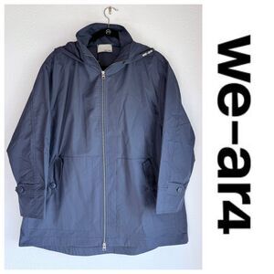 NEW we-ar4 Limonta Oversized Zip Up Hooded A-Line Safari Parka Jacket in Navy XS